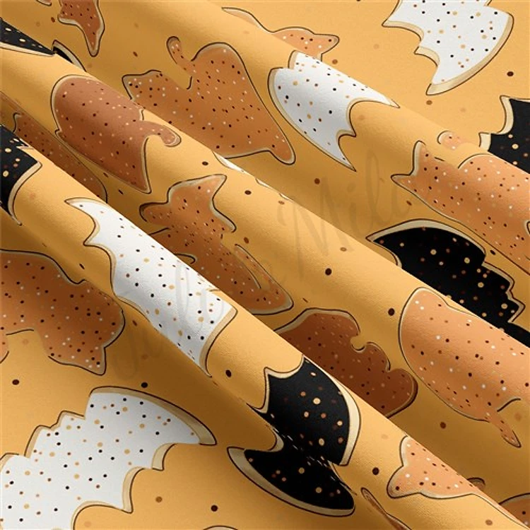 Halloween Ghosts Double Brushed Polyester Fabric Jersey Stretchy Soft Polyester Stretch Fabric
