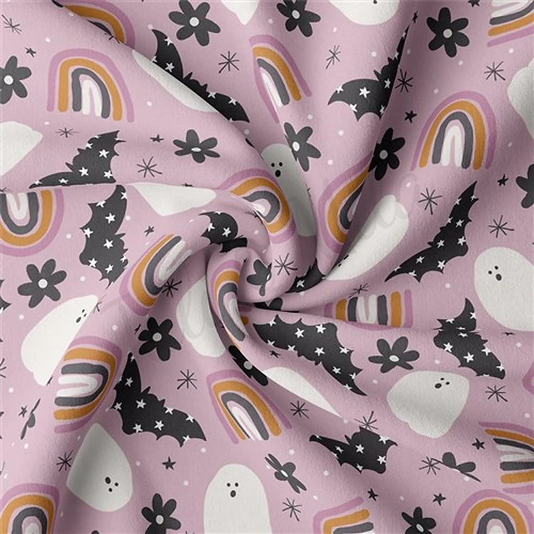 Halloween Autumn Fall Double Brushed Polyester Fabric Jersey Stretchy Soft Polyester Stretch Fabric