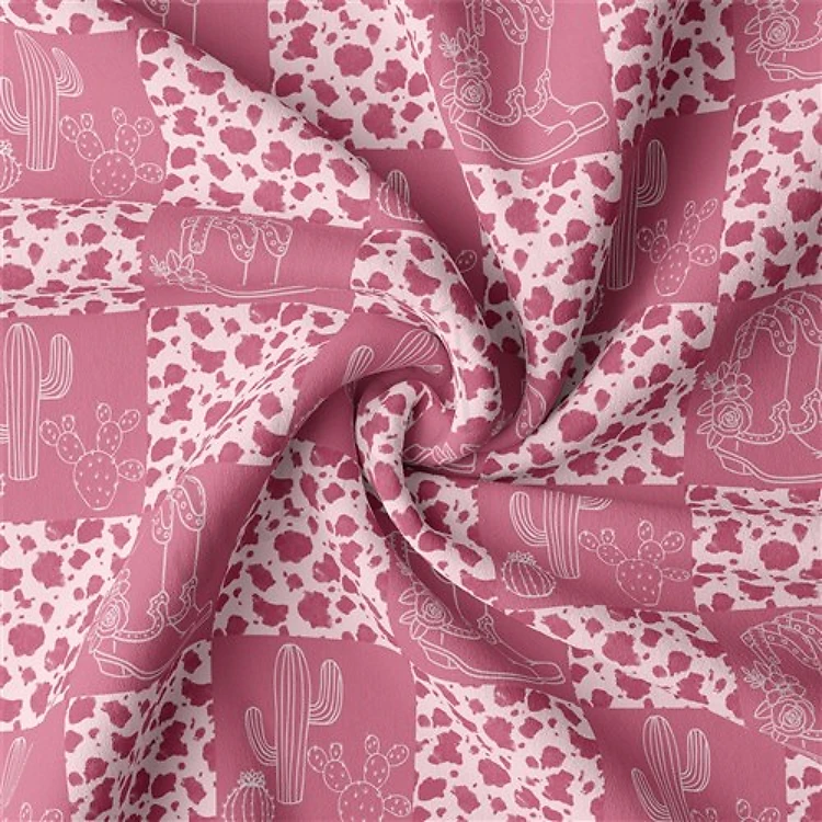 western Double Brushed Polyester Fabric Jersey Stretchy Soft Polyester Stretch Fabric