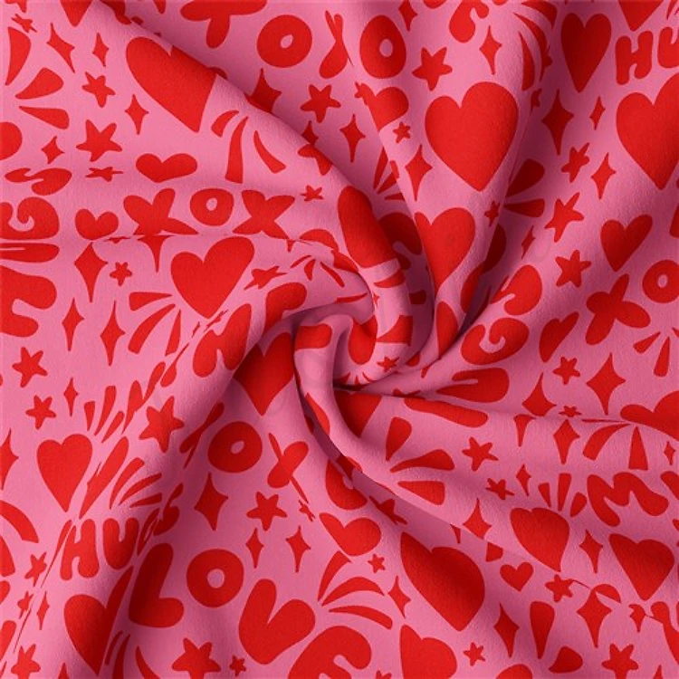 Valentine's Day Double Brushed Polyester Fabric Jersey Stretchy Soft Polyester Stretch Fabric