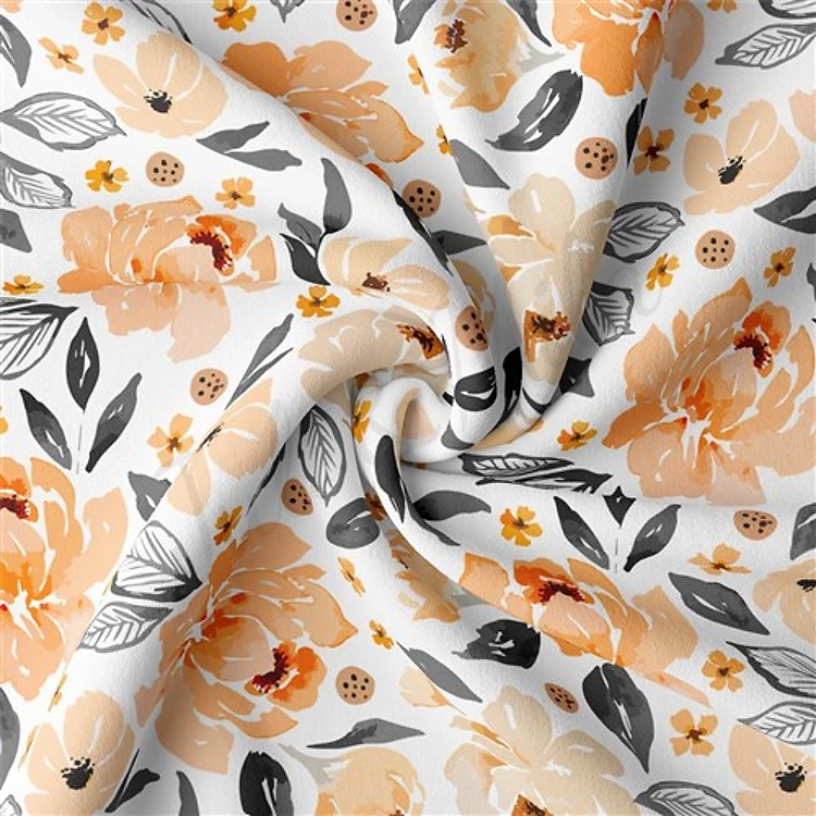 Floral Double Brushed Polyester Fabric Jersey Stretchy Soft Polyester Stretch Fabric