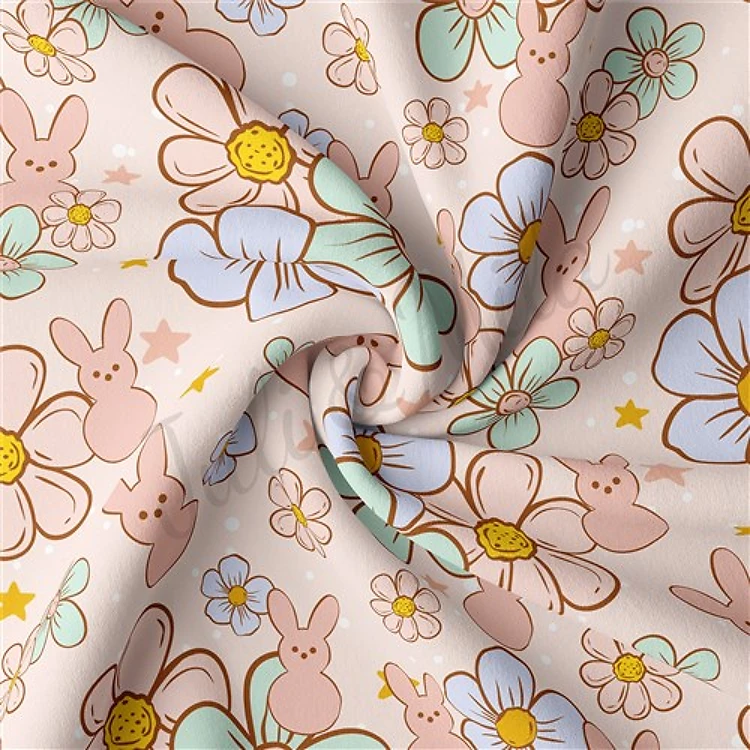 Easter Double Brushed Polyester Fabric Jersey Stretchy Soft Polyester Stretch Fabric