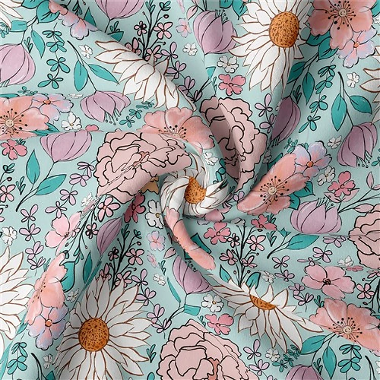 Floral Double Brushed Polyester Fabric Jersey Stretchy Soft Polyester Stretch Fabric