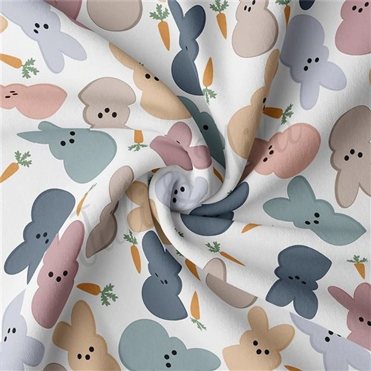 Easter Double Brushed Polyester Fabric Jersey Stretchy Soft Polyester Stretch Fabric