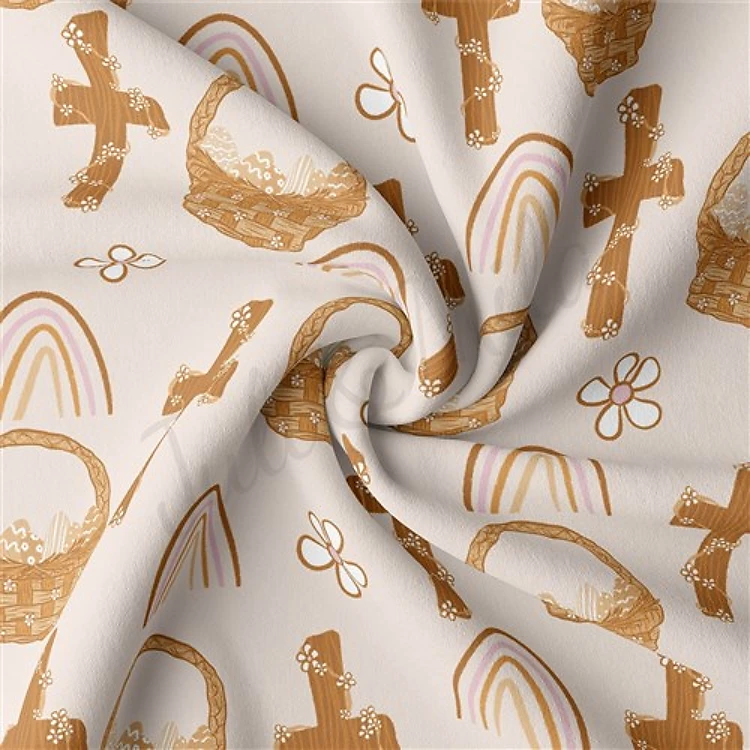 Easter Double Brushed Polyester Fabric Jersey Stretchy Soft Polyester Stretch Fabric