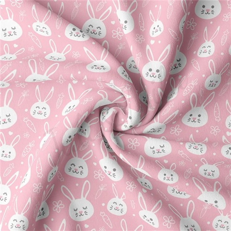 Easter Double Brushed Polyester Fabric Jersey Stretchy Soft Polyester Stretch Fabric