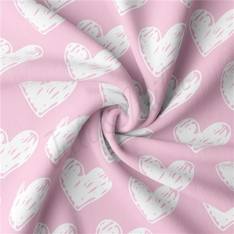 Valentine's Day Double Brushed Polyester Fabric Jersey Stretchy Soft Polyester Stretch Fabric