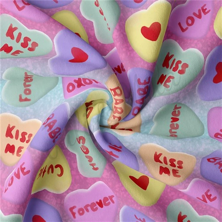 Valentine's Day Double Brushed Polyester Fabric Jersey Stretchy Soft Polyester Stretch Fabric