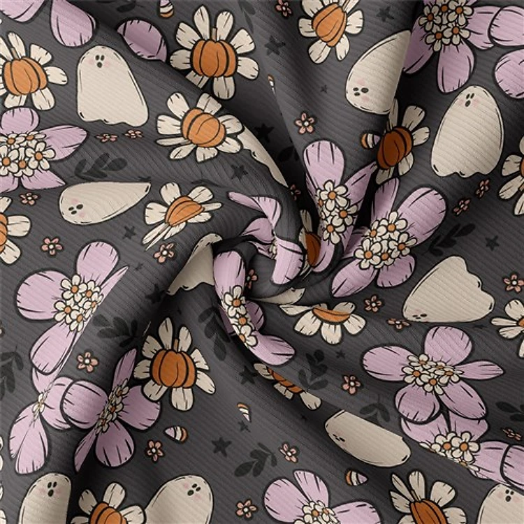 Autumn Fall Halloween Rib Knit Fabric, AA1824 & Get a Free $89.99 Embroidery Bundle
