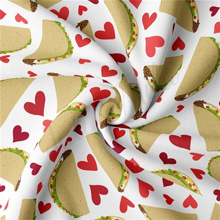 Tacos Valentine's Day Double Brushed Polyester Fabric Jersey Stretchy Soft Polyester Stretch Fabric