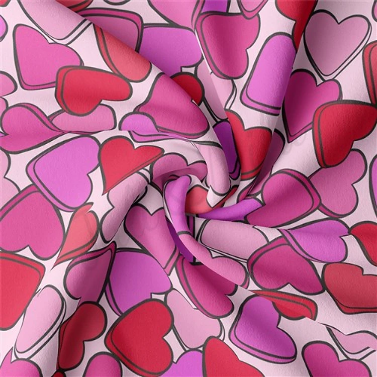 Valentine's Day Double Brushed Polyester Fabric Jersey Stretchy Soft Polyester Stretch Fabric
