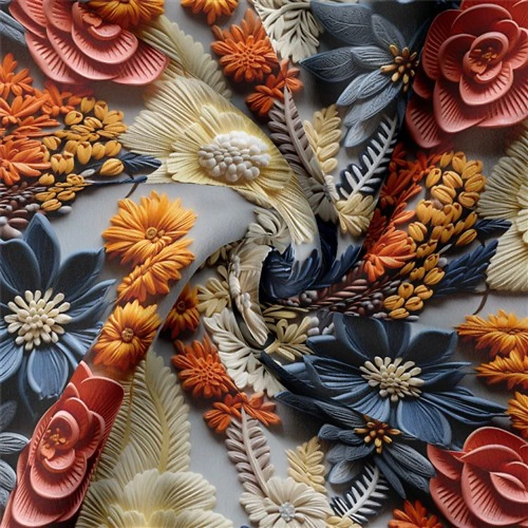Embroidery Flowers Double Brushed Polyester Fabric Jersey Stretchy Soft Polyester Stretch Fabric