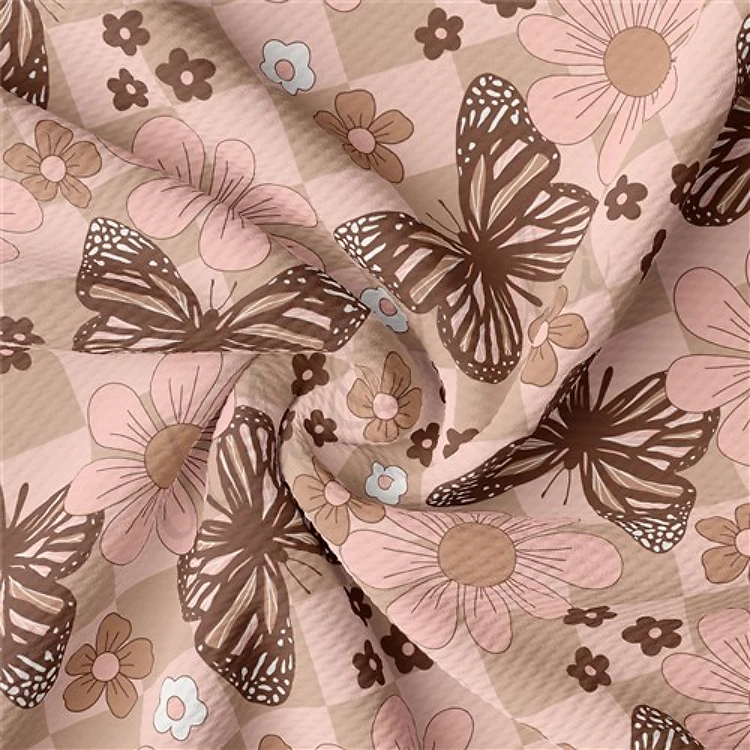 Butterflies Butterfly Double Brushed Polyester Fabric Jersey Stretchy Soft Polyester Stretch Fabric