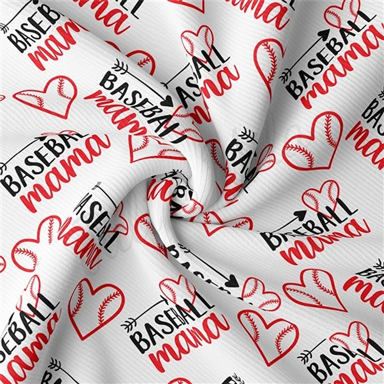 Baseball Mama Rib Knit Fabric, RBK1779 & Get a Free $89.99 Embroidery Bundle