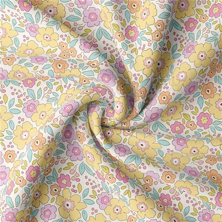 Floral Floral Flowers Double Brushed Polyester Fabric Jersey Stretchy Soft Polyester Stretch Fabric