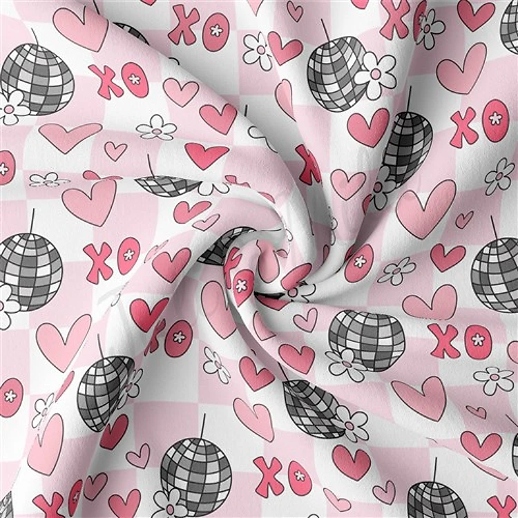 Valentine's Day Double Brushed Polyester Fabric Jersey Stretchy Soft Polyester Stretch Fabric