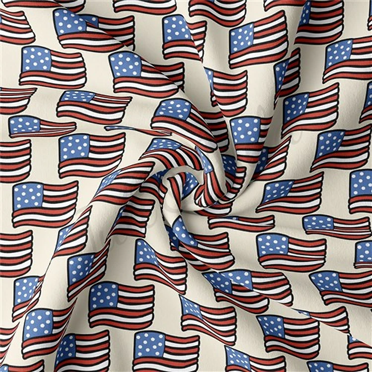 4th of July Patriotic Double Brushed Polyester Fabric Jersey Stretchy Soft Polyester Stretch Fabric