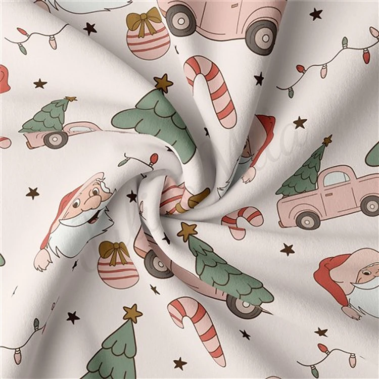 Christmas Double Brushed Polyester Fabric Jersey Stretchy Soft Polyester Stretch Fabric