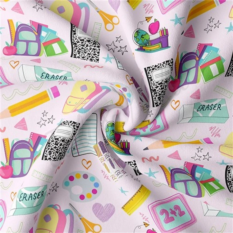 Back to School Double Brushed Polyester Fabric Jersey Stretchy Soft Polyester Stretch Fabric