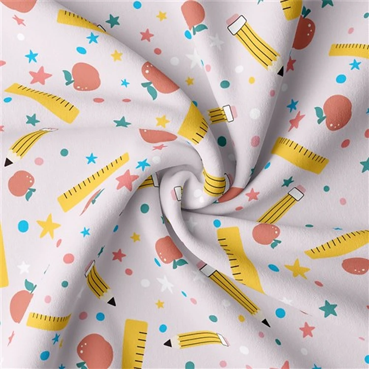 Back to School Double Brushed Polyester Fabric Jersey Stretchy Soft Polyester Stretch Fabric