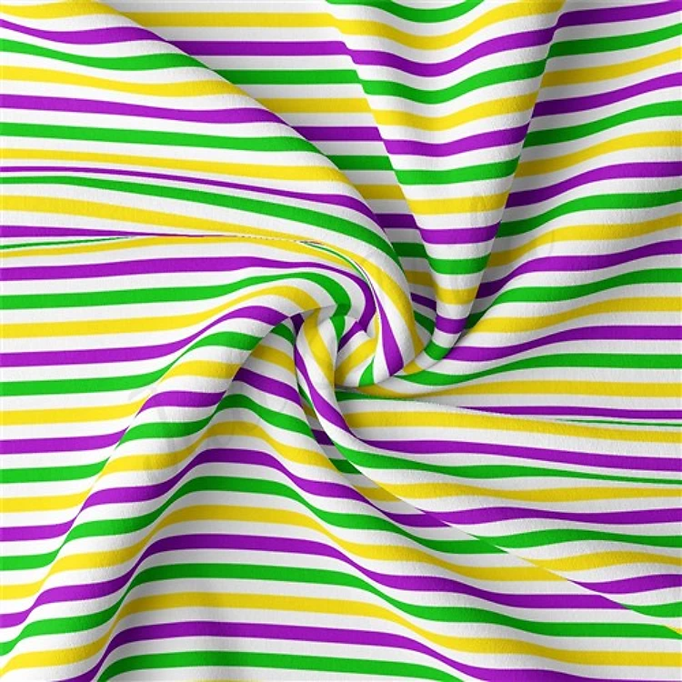 Mardi Gras Double Brushed Polyester Fabric Jersey Stretchy Soft Polyester Stretch Fabric