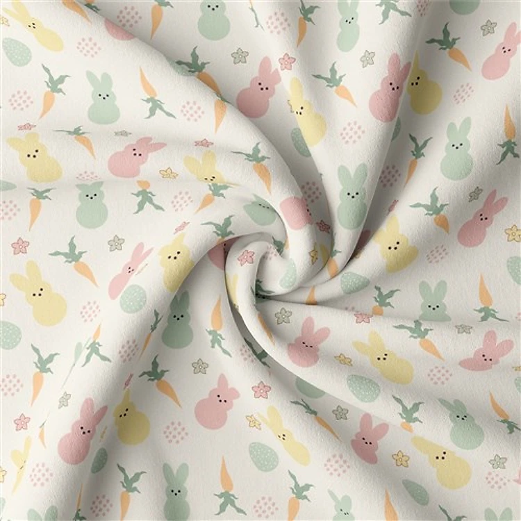 Easter Double Brushed Polyester Fabric Jersey Stretchy Soft Polyester Stretch Fabric