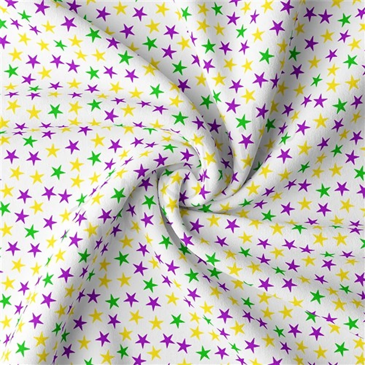 Mardi Gras Double Brushed Polyester Fabric Jersey Stretchy Soft Polyester Stretch Fabric