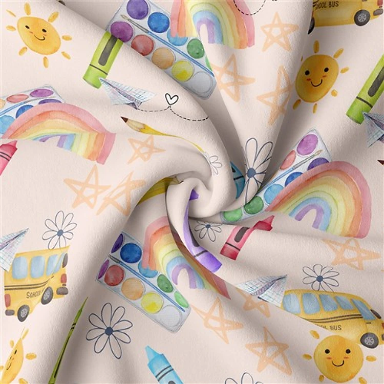 Back to School Double Brushed Polyester Fabric Jersey Stretchy Soft Polyester Stretch Fabric