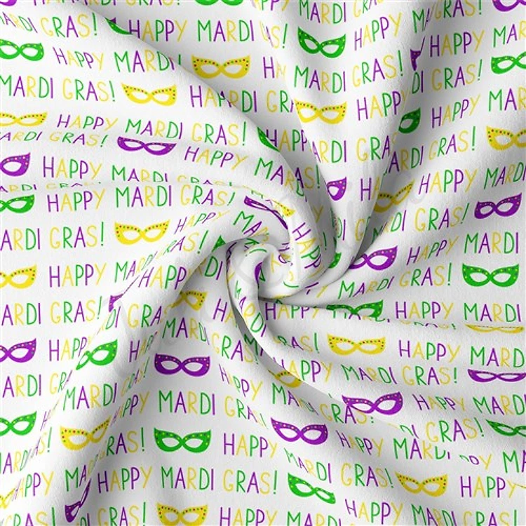 Mardi Gras Double Brushed Polyester Fabric Jersey Stretchy Soft Polyester Stretch Fabric