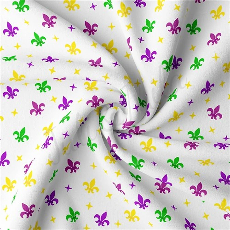 Mardi Gras Double Brushed Polyester Fabric Jersey Stretchy Soft Polyester Stretch Fabric