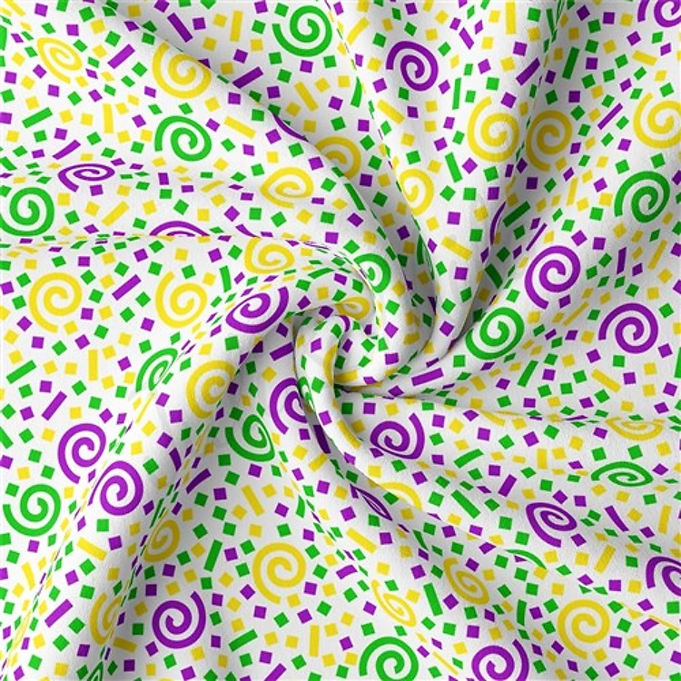 Mardi Gras Double Brushed Polyester Fabric Jersey Stretchy Soft Polyester Stretch Fabric