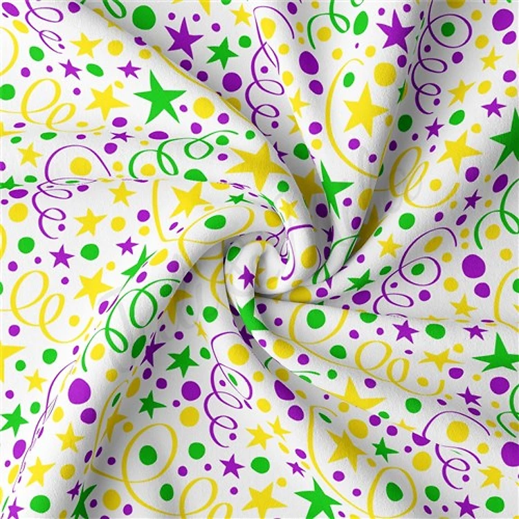 Mardi Gras Double Brushed Polyester Fabric Jersey Stretchy Soft Polyester Stretch Fabric