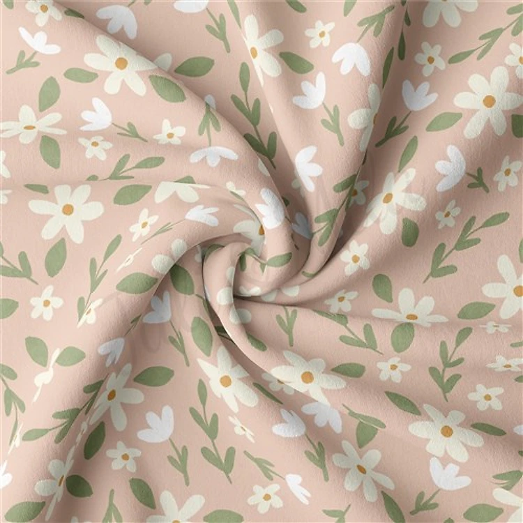Floral Double Brushed Polyester Fabric Jersey Stretchy Soft Polyester Stretch Fabric