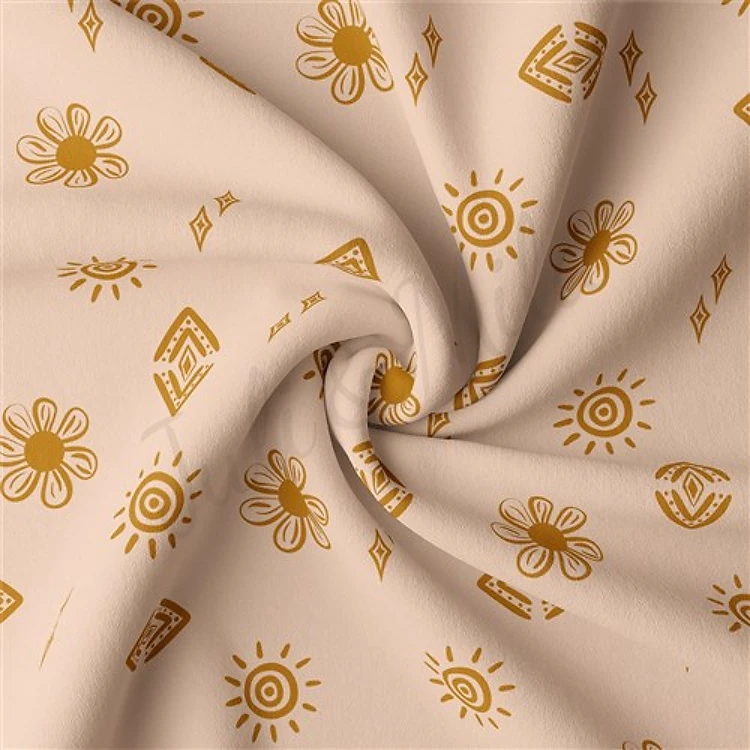 Boho Double Brushed Polyester Fabric Jersey Stretchy Soft Polyester Stretch Fabric