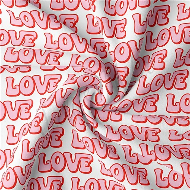 Valentine's Day Double Brushed Polyester Fabric Jersey Stretchy Soft Polyester Stretch Fabric