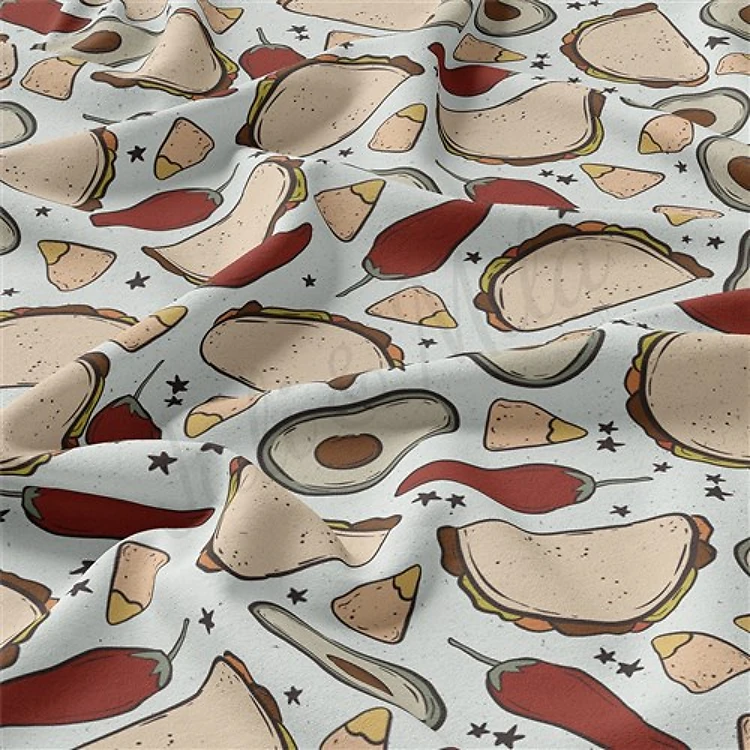 Tacos Double Brushed Polyester Fabric Jersey Stretchy Soft Polyester Stretch Fabric