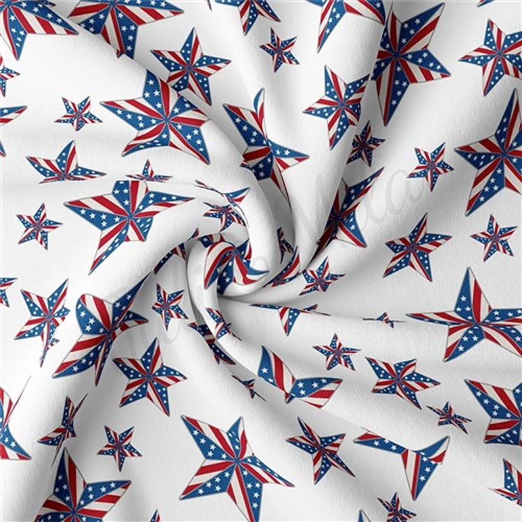 4th of July Patriotic Double Brushed Polyester Fabric Jersey Stretchy Soft Polyester Stretch Fabric