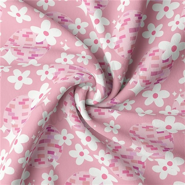 Floral Flowers Double Brushed Polyester Fabric Jersey Stretchy Soft Polyester Stretch Fabric