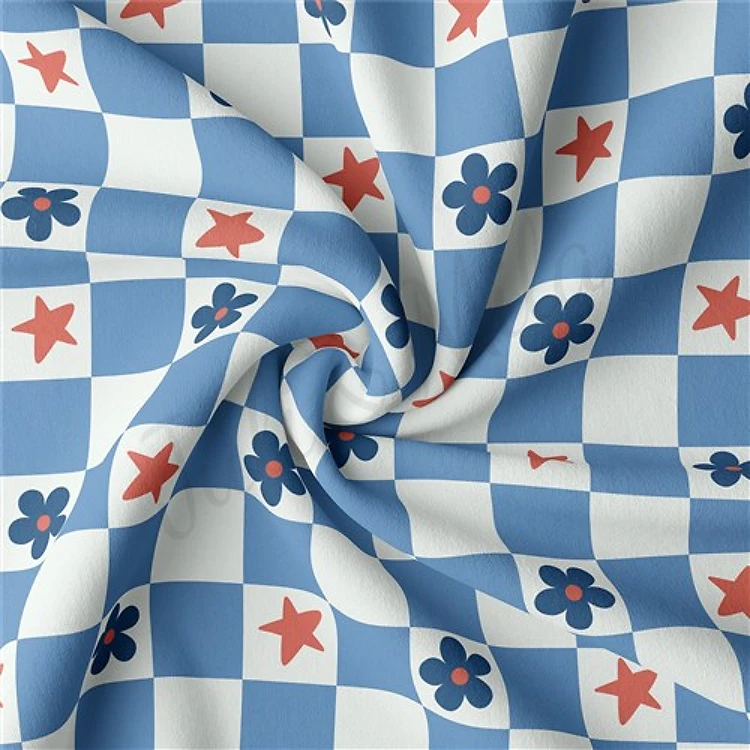 4th of July Patriotic Double Brushed Polyester Fabric Jersey Stretchy Soft Polyester Stretch Fabric