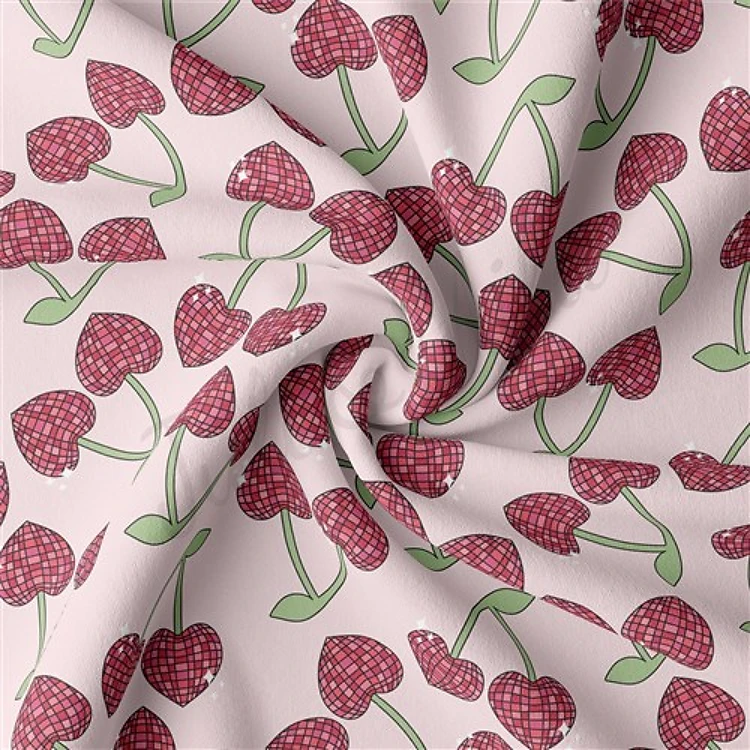 Valentine's Day Double Brushed Polyester Fabric Jersey Stretchy Soft Polyester Stretch Fabric