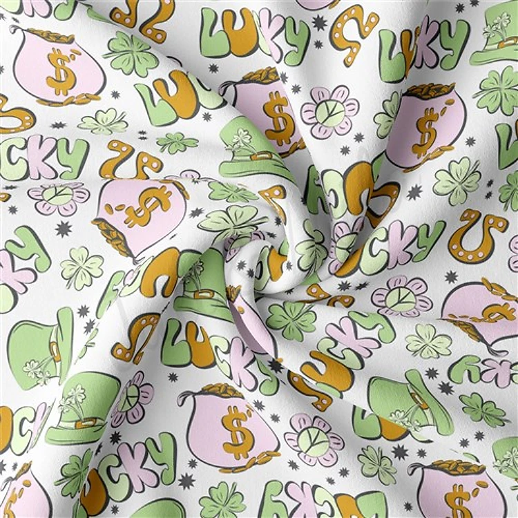 St. Patrick's Day Double Brushed Polyester Fabric Jersey Stretchy Soft Polyester Stretch Fabric