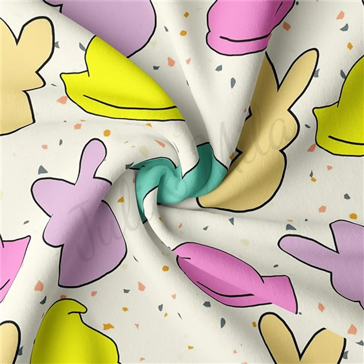 Easter Double Brushed Polyester Fabric Jersey Stretchy Soft Polyester Stretch Fabric