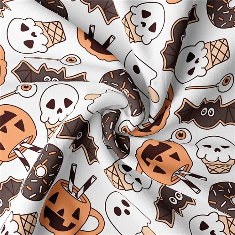halloween ghosts fall Double Brushed Polyester Fabric Jersey Stretchy Soft Polyester Stretch Fabric