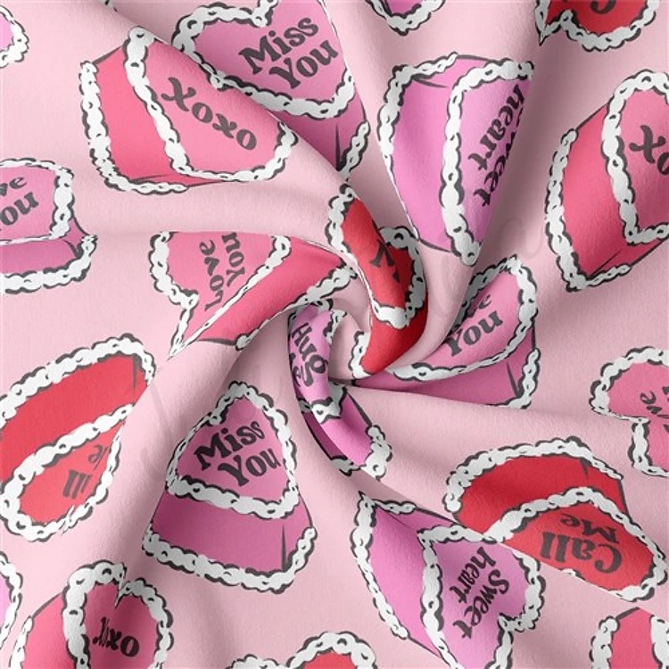 Valentine's Day Double Brushed Polyester Fabric Jersey Stretchy Soft Polyester Stretch Fabric