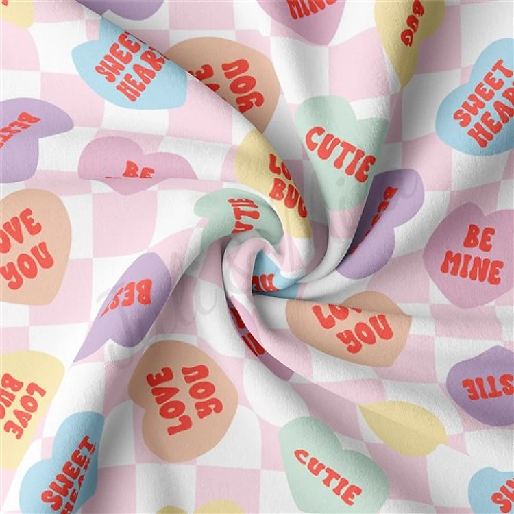 Valentine's Day Double Brushed Polyester Fabric Jersey Stretchy Soft Polyester Stretch Fabric