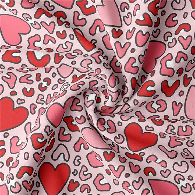 Valentine's Day Double Brushed Polyester Fabric Jersey Stretchy Soft Polyester Stretch Fabric