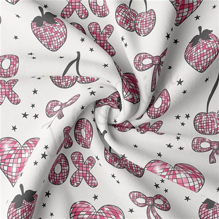 Valentine's Day Double Brushed Polyester Fabric Jersey Stretchy Soft Polyester Stretch Fabric