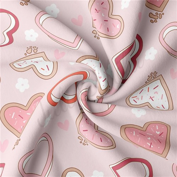 Valentine's Day Double Brushed Polyester Fabric Jersey Stretchy Soft Polyester Stretch Fabric