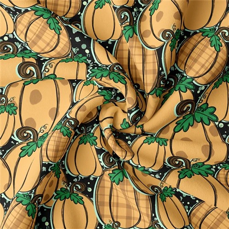 Pumpkin Fall Double Brushed Polyester Fabric Jersey Stretchy Soft Polyester Stretch Fabric