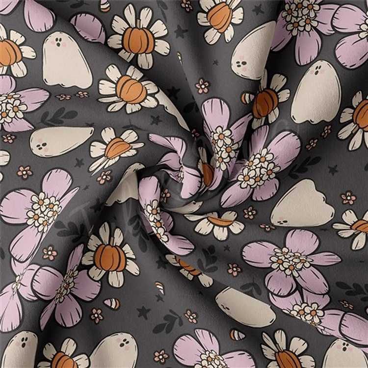 Halloween Autumn Fall Double Brushed Polyester Fabric Jersey Stretchy Soft Polyester Stretch Fabric